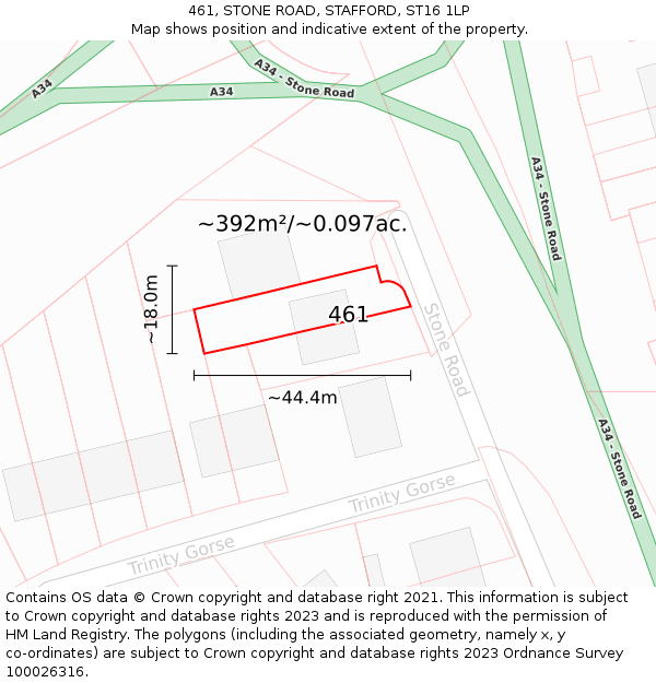 461, STONE ROAD, STAFFORD, ST16 1LP: Plot and title map