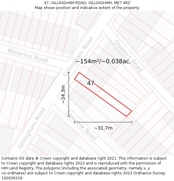 47, GILLINGHAM ROAD, GILLINGHAM, ME7 4RZ: Plot and title map