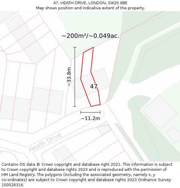 47, HEATH DRIVE, LONDON, SW20 9BE: Plot and title map