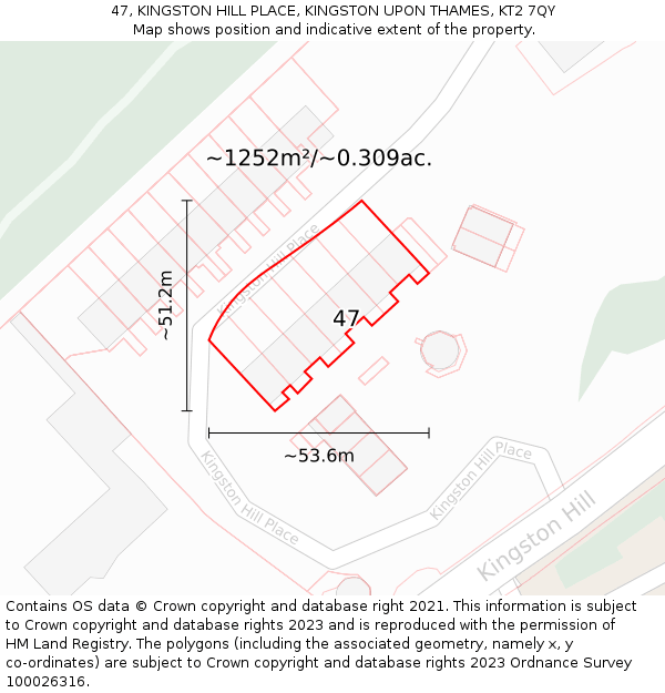47, KINGSTON HILL PLACE, KINGSTON UPON THAMES, KT2 7QY: Plot and title map