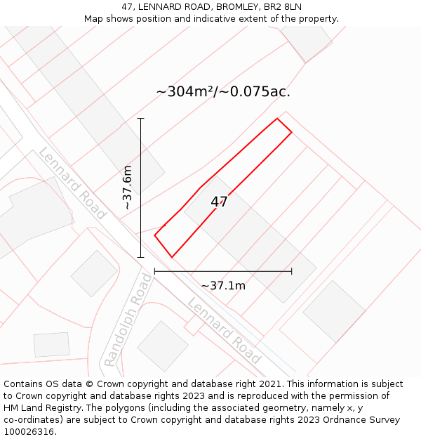 47, LENNARD ROAD, BROMLEY, BR2 8LN: Plot and title map
