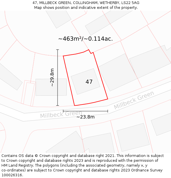 47, MILLBECK GREEN, COLLINGHAM, WETHERBY, LS22 5AG: Plot and title map