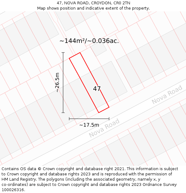 47, NOVA ROAD, CROYDON, CR0 2TN: Plot and title map