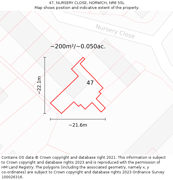 47, NURSERY CLOSE, NORWICH, NR6 5SL: Plot and title map