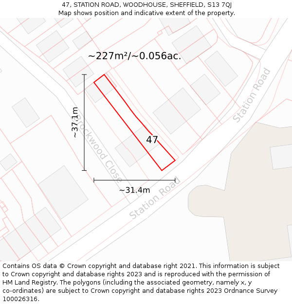 47, STATION ROAD, WOODHOUSE, SHEFFIELD, S13 7QJ: Plot and title map