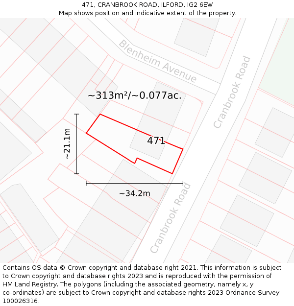 471, CRANBROOK ROAD, ILFORD, IG2 6EW: Plot and title map