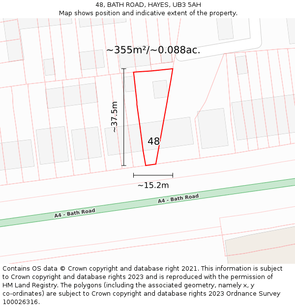 48, BATH ROAD, HAYES, UB3 5AH: Plot and title map