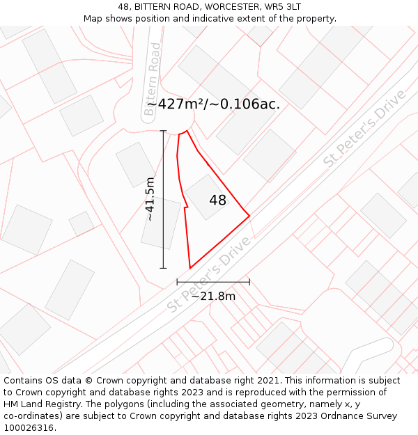 48, BITTERN ROAD, WORCESTER, WR5 3LT: Plot and title map