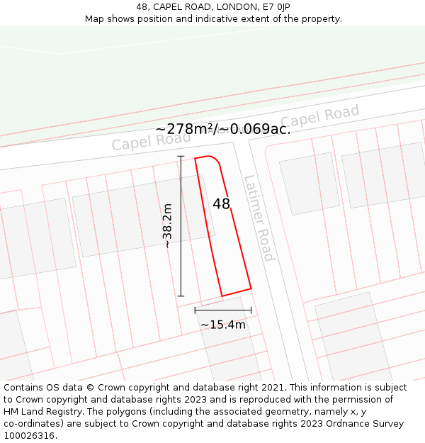 48, CAPEL ROAD, LONDON, E7 0JP: Plot and title map