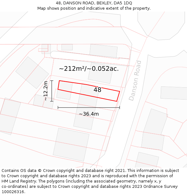 48, DANSON ROAD, BEXLEY, DA5 1DQ: Plot and title map