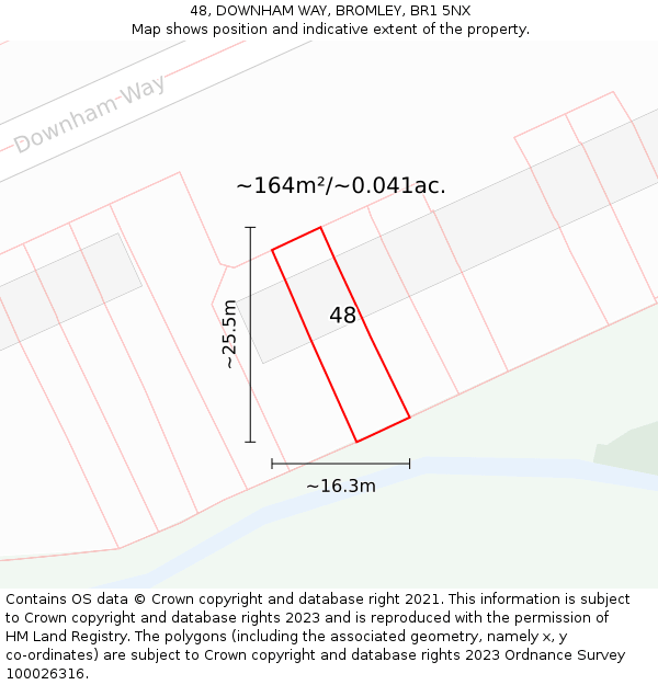 48, DOWNHAM WAY, BROMLEY, BR1 5NX: Plot and title map