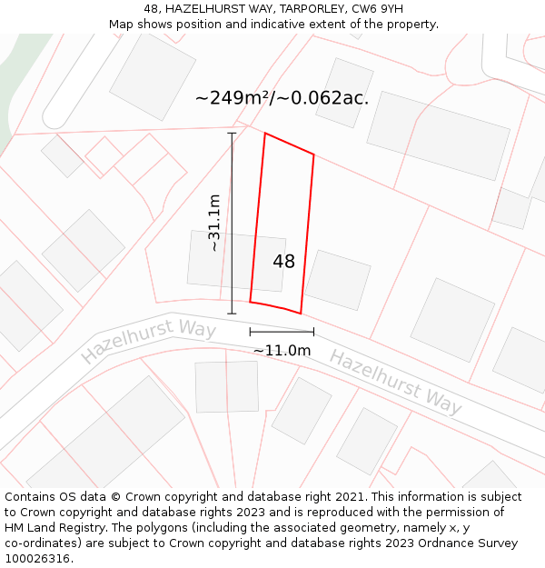 48, HAZELHURST WAY, TARPORLEY, CW6 9YH: Plot and title map