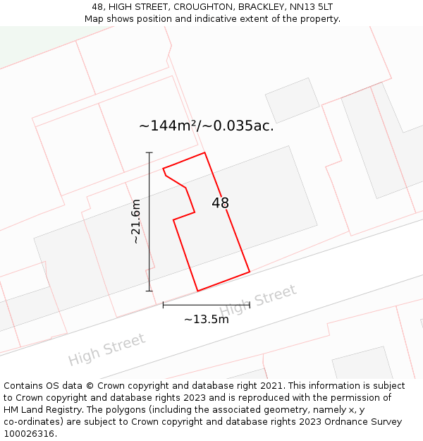 48, HIGH STREET, CROUGHTON, BRACKLEY, NN13 5LT: Plot and title map