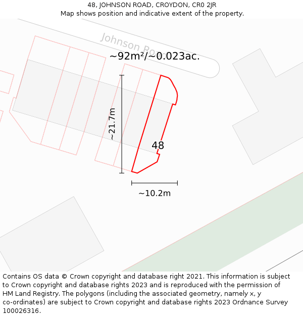 48, JOHNSON ROAD, CROYDON, CR0 2JR: Plot and title map