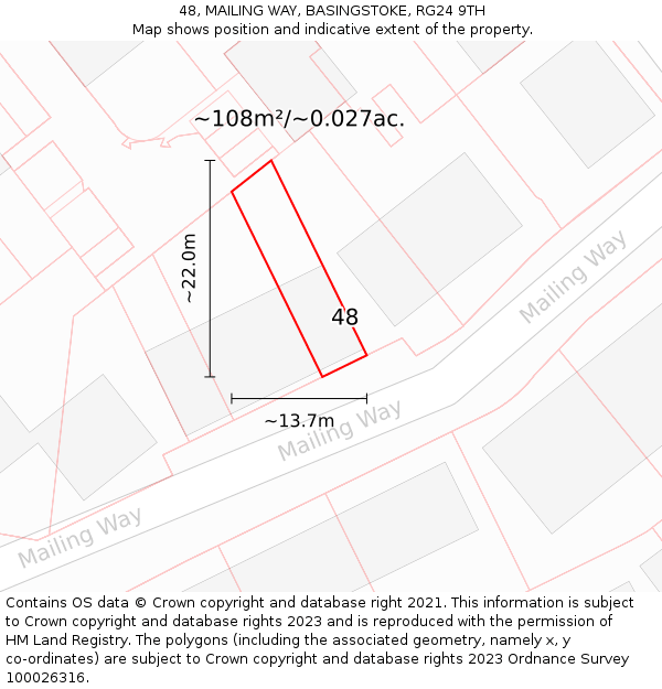 48, MAILING WAY, BASINGSTOKE, RG24 9TH: Plot and title map