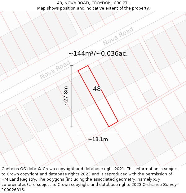 48, NOVA ROAD, CROYDON, CR0 2TL: Plot and title map