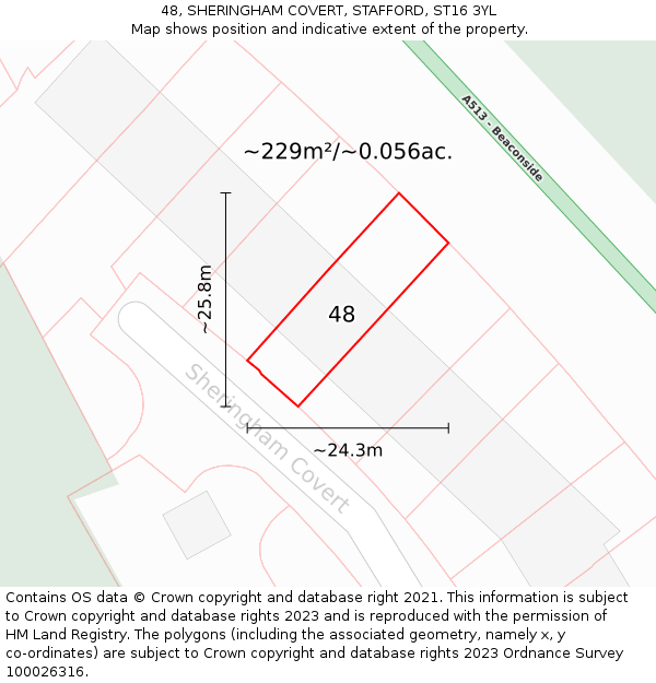 48, SHERINGHAM COVERT, STAFFORD, ST16 3YL: Plot and title map