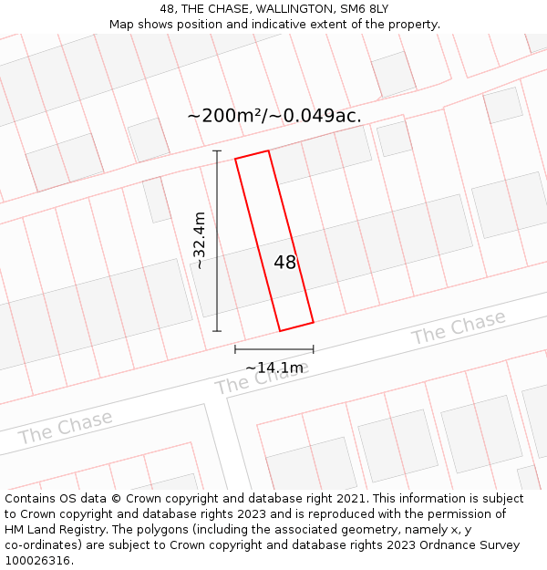48, THE CHASE, WALLINGTON, SM6 8LY: Plot and title map