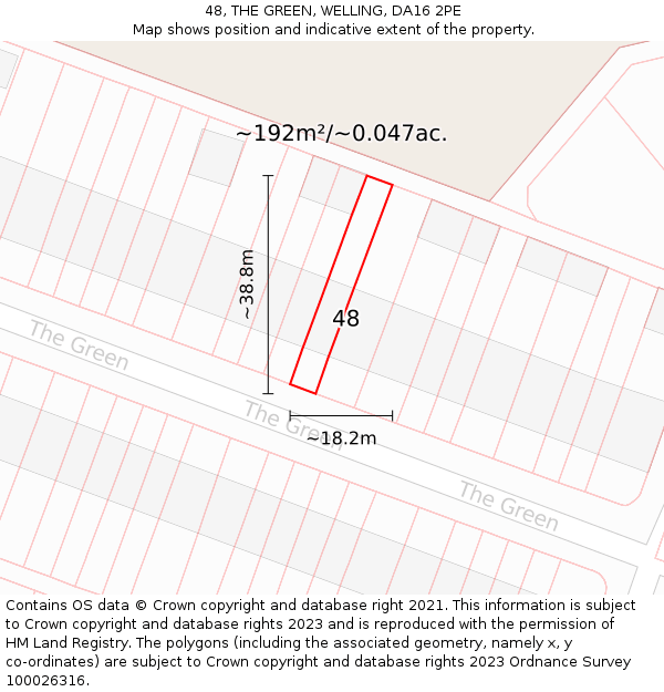 48, THE GREEN, WELLING, DA16 2PE: Plot and title map