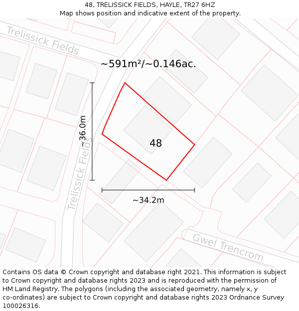 48, TRELISSICK FIELDS, HAYLE, TR27 6HZ: Plot and title map