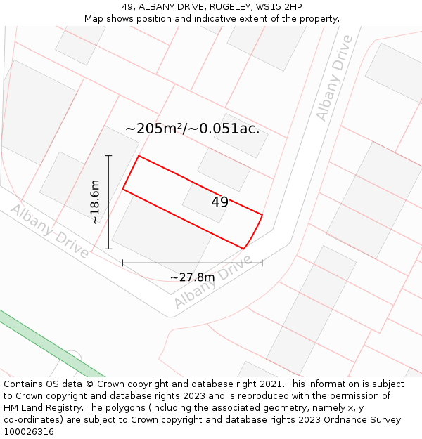 49, ALBANY DRIVE, RUGELEY, WS15 2HP: Plot and title map