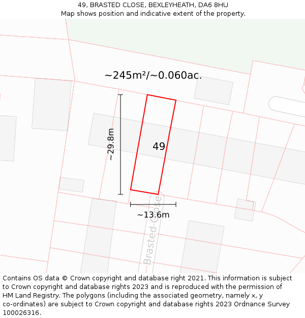 49, BRASTED CLOSE, BEXLEYHEATH, DA6 8HU: Plot and title map