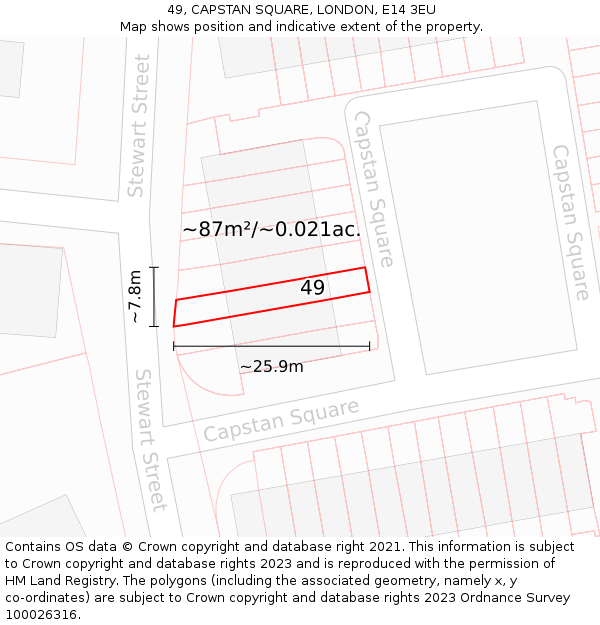 49, CAPSTAN SQUARE, LONDON, E14 3EU: Plot and title map