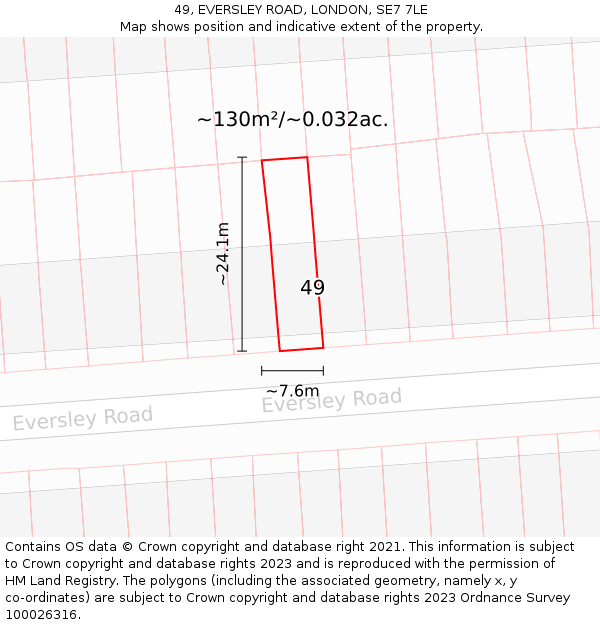 49, EVERSLEY ROAD, LONDON, SE7 7LE: Plot and title map