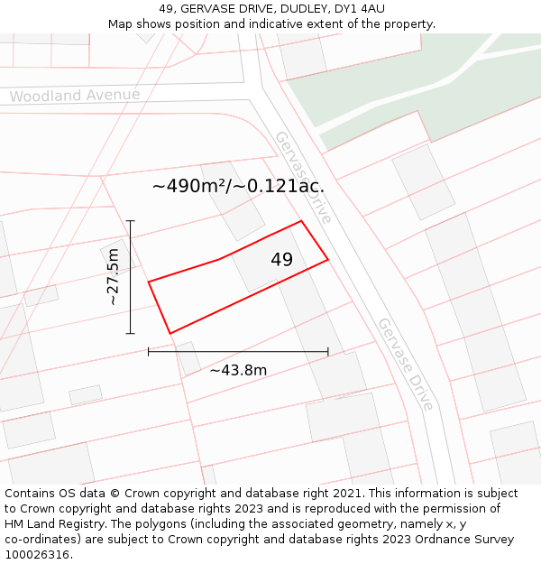 49, GERVASE DRIVE, DUDLEY, DY1 4AU: Plot and title map