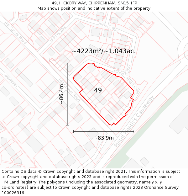 49, HICKORY WAY, CHIPPENHAM, SN15 1FP: Plot and title map