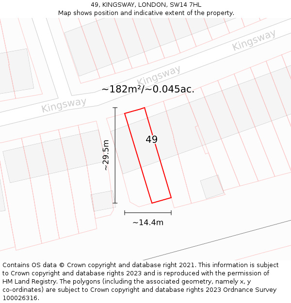 49, KINGSWAY, LONDON, SW14 7HL: Plot and title map