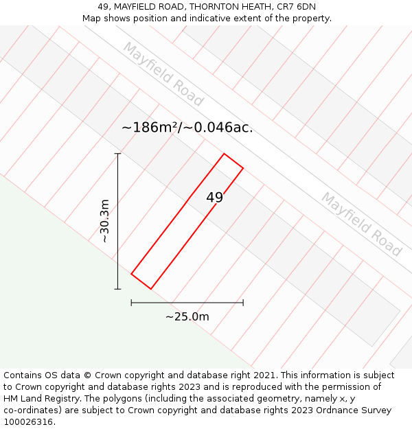 49, MAYFIELD ROAD, THORNTON HEATH, CR7 6DN: Plot and title map