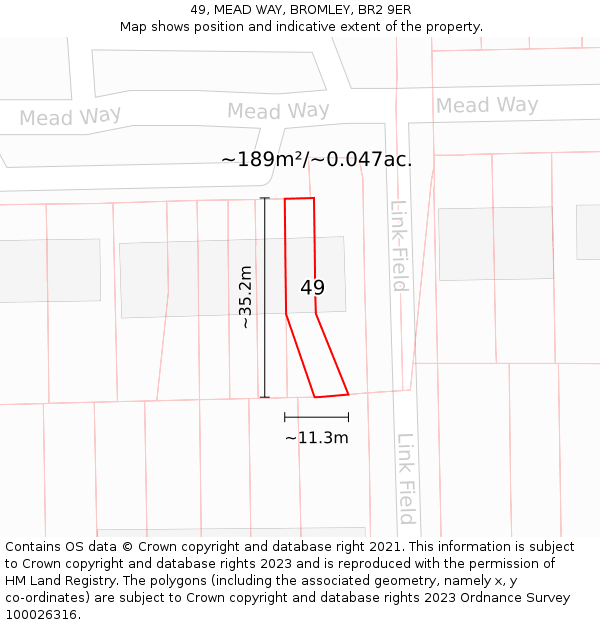49, MEAD WAY, BROMLEY, BR2 9ER: Plot and title map