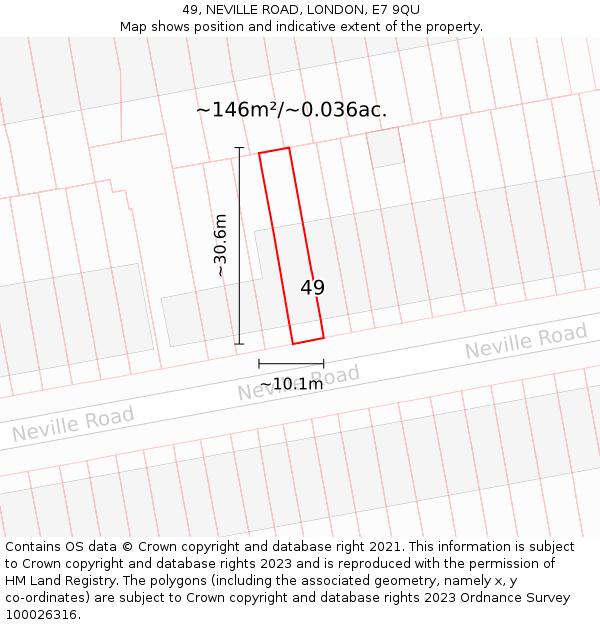 49, NEVILLE ROAD, LONDON, E7 9QU: Plot and title map