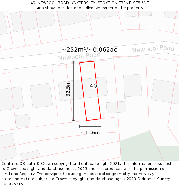 49, NEWPOOL ROAD, KNYPERSLEY, STOKE-ON-TRENT, ST8 6NT: Plot and title map