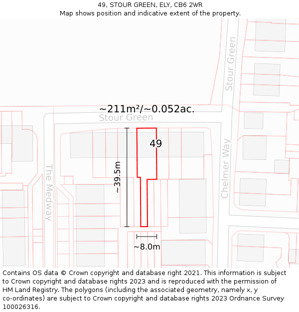49, STOUR GREEN, ELY, CB6 2WR: Plot and title map