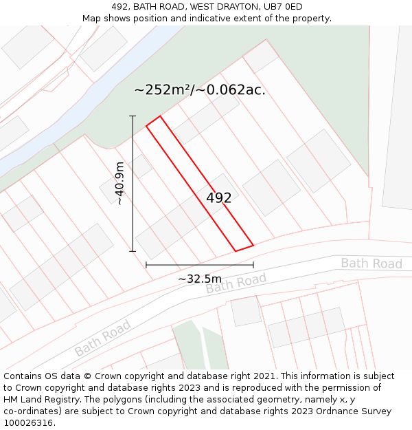 492, BATH ROAD, WEST DRAYTON, UB7 0ED: Plot and title map