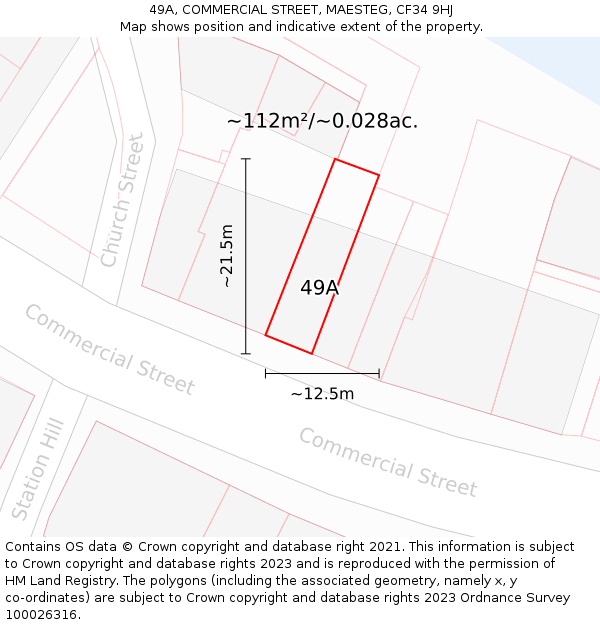 49A, COMMERCIAL STREET, MAESTEG, CF34 9HJ: Plot and title map