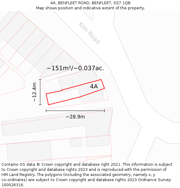 4A, BENFLEET ROAD, BENFLEET, SS7 1QB: Plot and title map