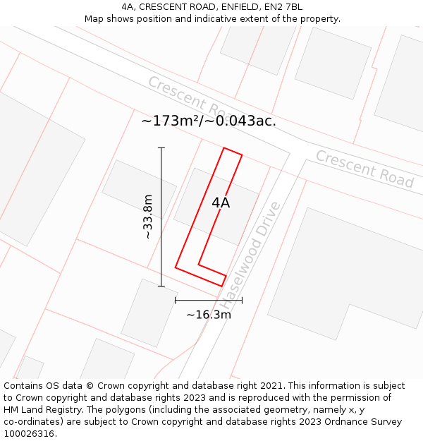 4A, CRESCENT ROAD, ENFIELD, EN2 7BL: Plot and title map