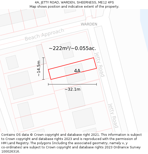 4A, JETTY ROAD, WARDEN, SHEERNESS, ME12 4PS: Plot and title map