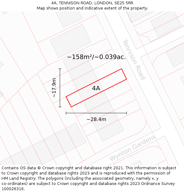 4A, TENNISON ROAD, LONDON, SE25 5RR: Plot and title map
