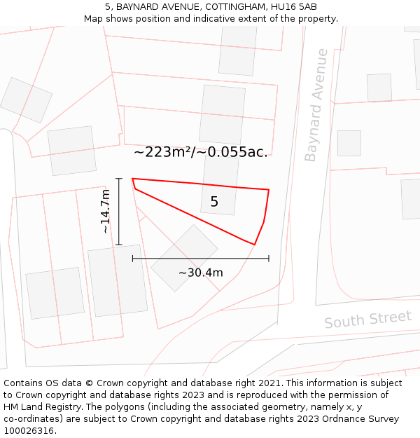 5, BAYNARD AVENUE, COTTINGHAM, HU16 5AB: Plot and title map