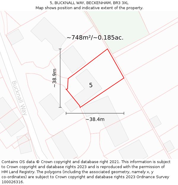 5, BUCKNALL WAY, BECKENHAM, BR3 3XL: Plot and title map