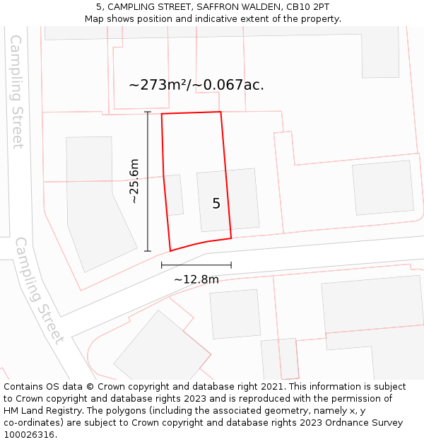 5, CAMPLING STREET, SAFFRON WALDEN, CB10 2PT: Plot and title map
