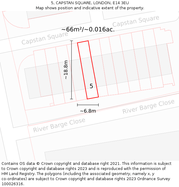 5, CAPSTAN SQUARE, LONDON, E14 3EU: Plot and title map
