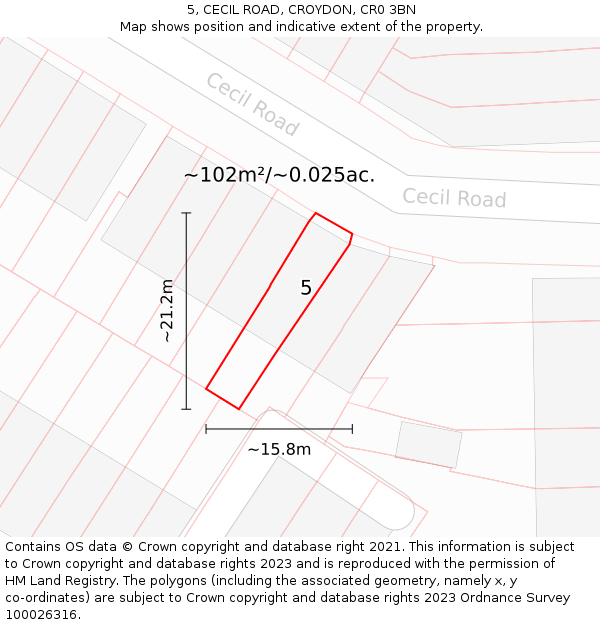 5, CECIL ROAD, CROYDON, CR0 3BN: Plot and title map