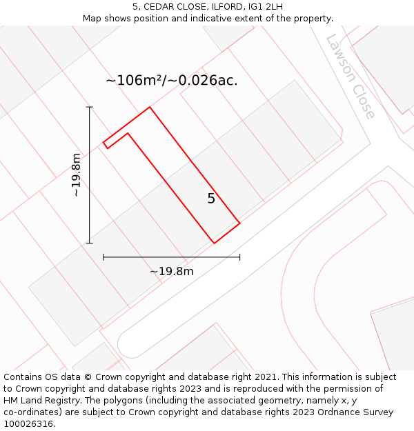 5, CEDAR CLOSE, ILFORD, IG1 2LH: Plot and title map