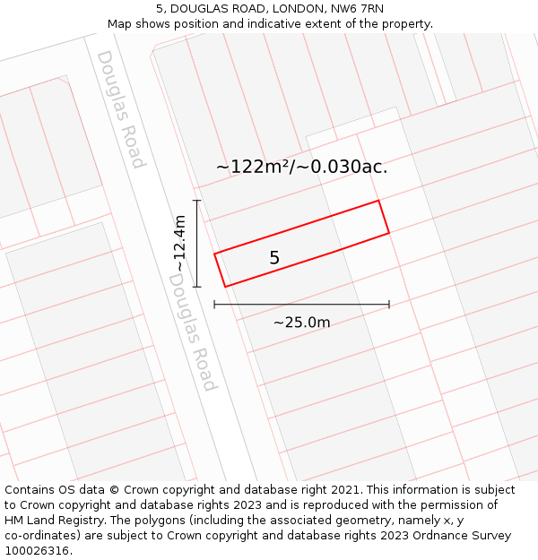 5, DOUGLAS ROAD, LONDON, NW6 7RN: Plot and title map