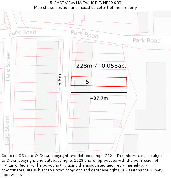 5, EAST VIEW, HALTWHISTLE, NE49 9BD: Plot and title map
